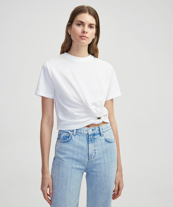 Ipekyol Asymmetrical Twisted Accessory T-Shirt Off White