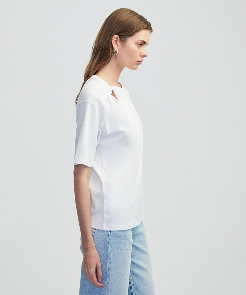 Ipekyol Asymmetrical Twisted T-Shirt White