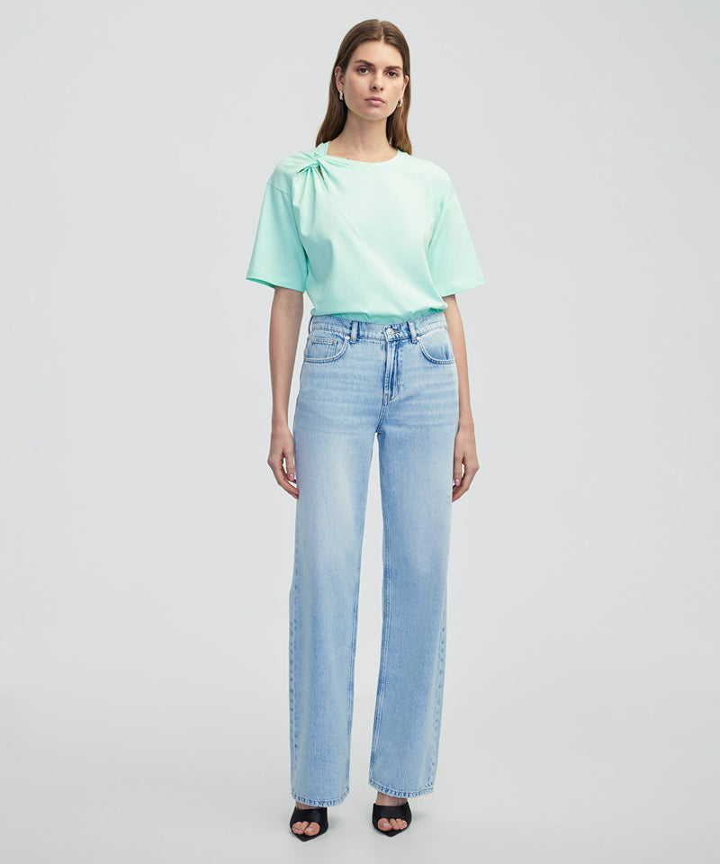 Ipekyol Asymmetrical Twisted T-Shirt Mint Green