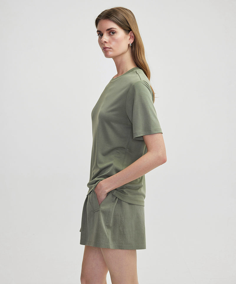 Ipekyol Basic Crew Neck T-Shirt Khaki