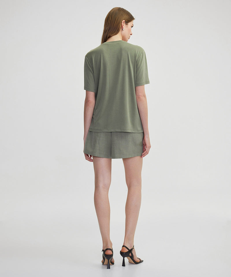 Ipekyol Basic Crew Neck T-Shirt Khaki