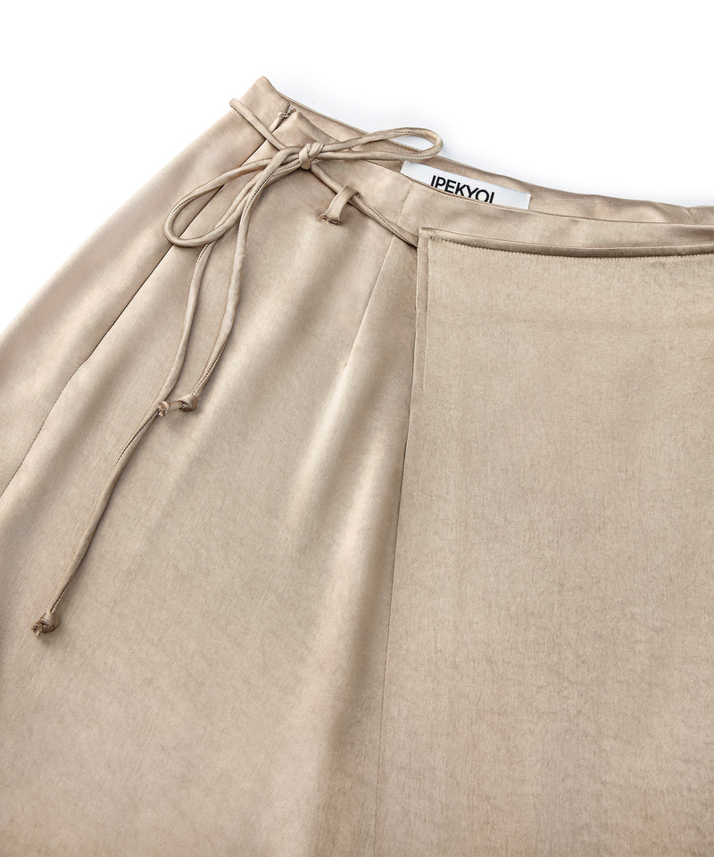 Ipekyol Wrapover Detail Satin Skirt Natural