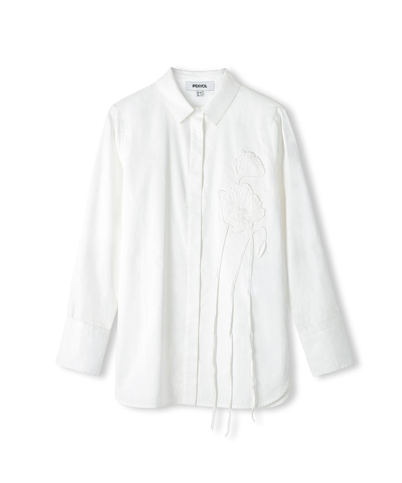 Ipekyol Floral Applique Solid Shirt White