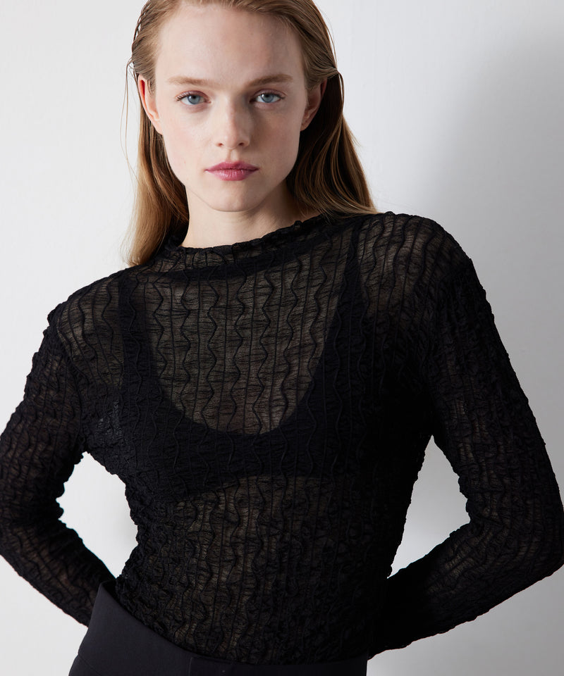 Ipekyol Transparent Long Sleeve T-Shirt Black