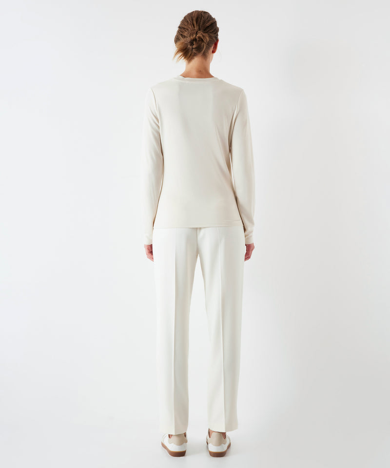 Ipekyol Long Sleeve T-Shirt With Metal Accessories Ecru