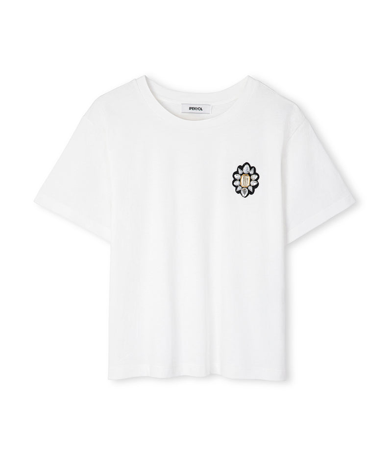 Ipekyol Crystal Stone Applique T-Shirt White