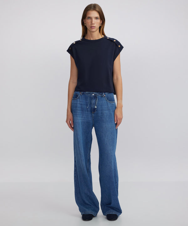 Ipekyol Metallic Accessory T-Shirt Navy