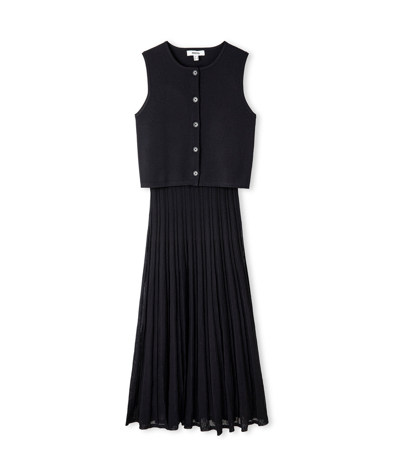Ipekyol Pleated Knit Midi Dress Black