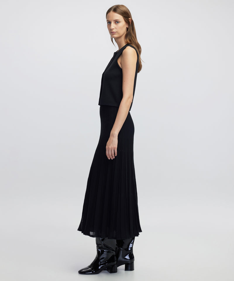 Ipekyol Pleated Knit Midi Dress Black