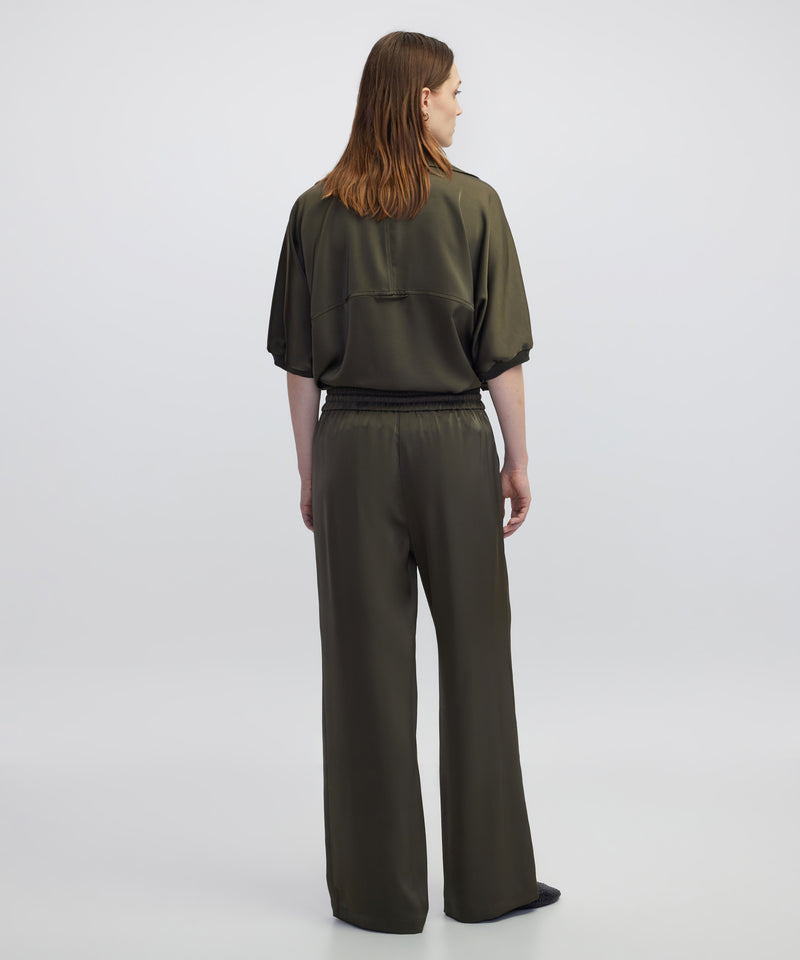 Ipekyol Elastic Waist Wide Leg Trousers Khaki