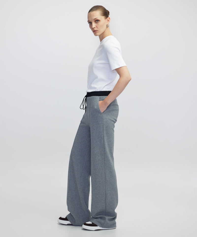 Ipekyol Mixed Media Color-Block Trousers Grey Melange