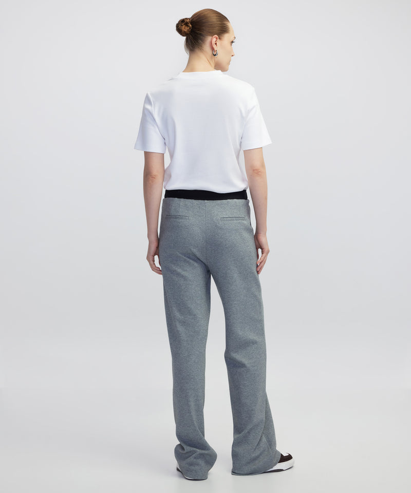 Ipekyol Mixed Media Color-Block Trousers Grey Melange