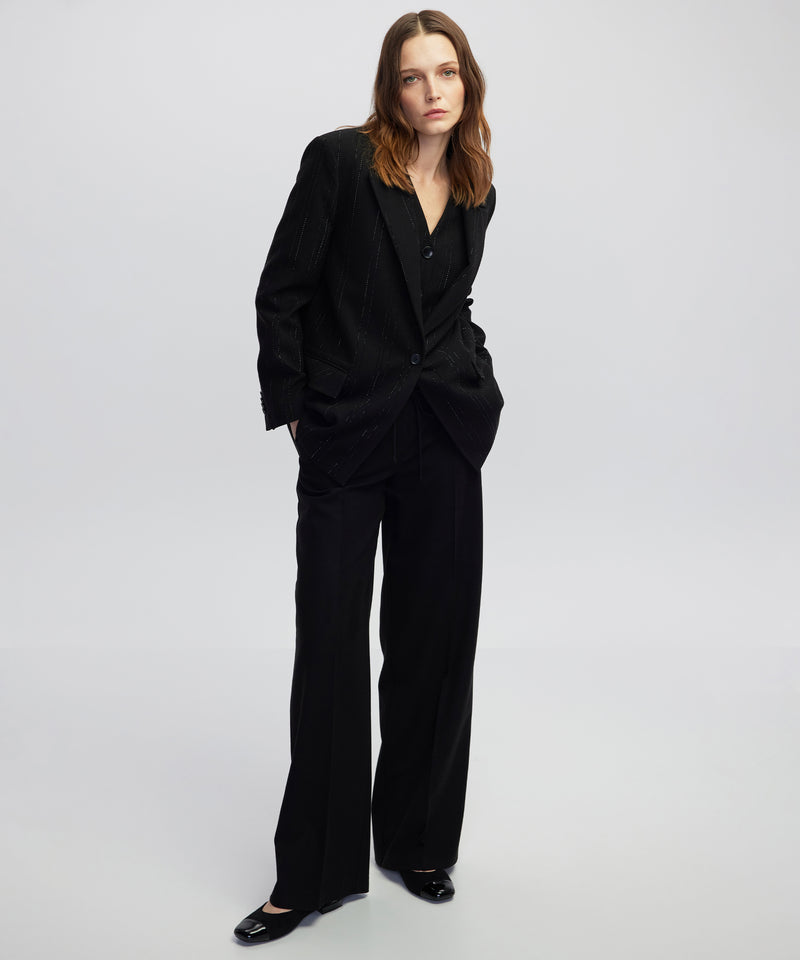Ipekyol Tie Waist Wide Leg Fit Trousers  Black