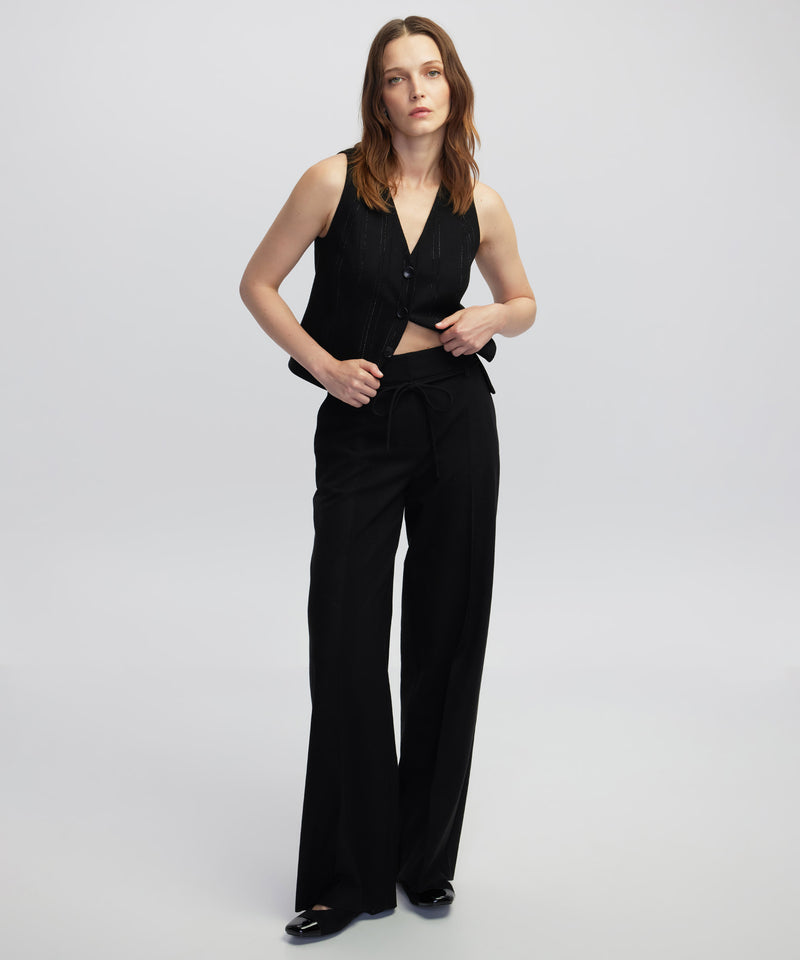 Ipekyol Tie Waist Wide Leg Fit Trousers  Black