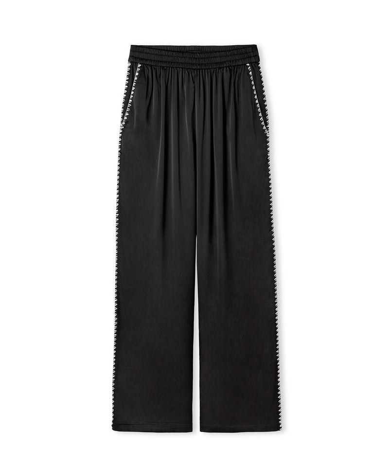 Ipekyol Strass-Trim Wide-Leg Trousers Black