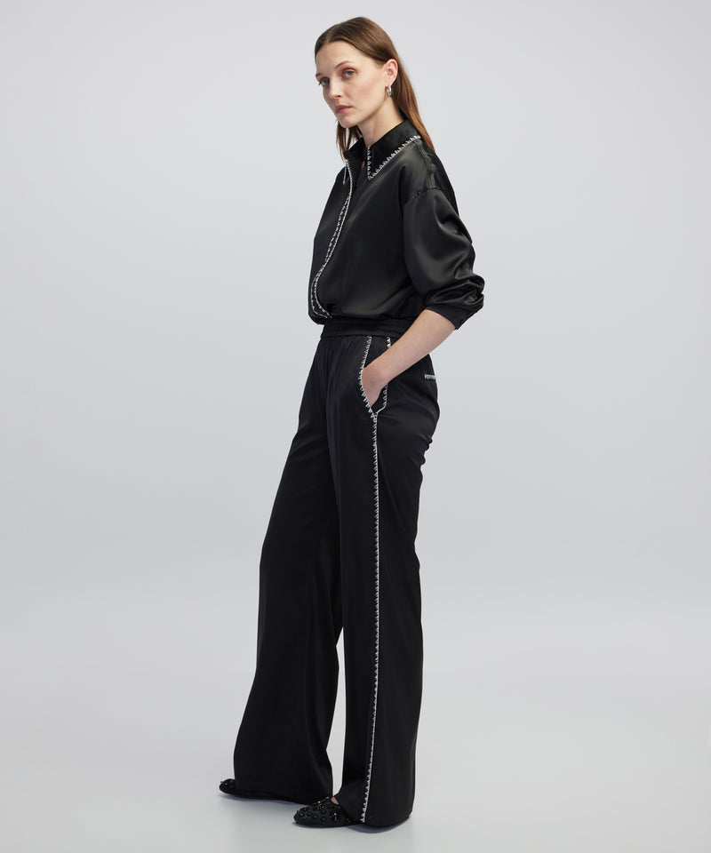 Ipekyol Strass-Trim Wide-Leg Trousers Black