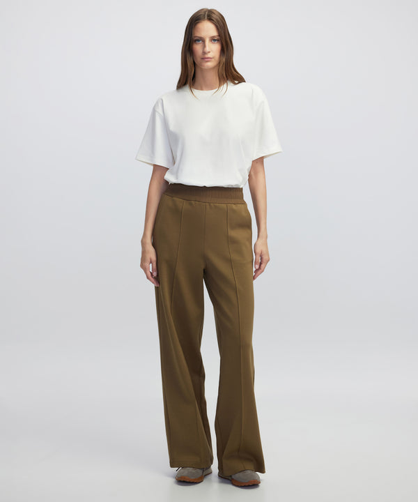 Ipekyol Elastic Waist Wide-Leg Trousers Khaki