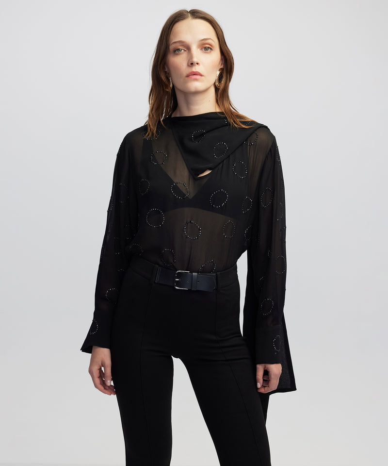Ipekyol Rhinestone Chiffon Blouse Black