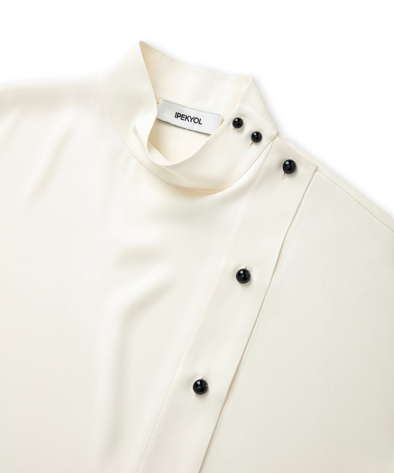 Ipekyol High-Neck Blouse With Contrast Buttons Ecru