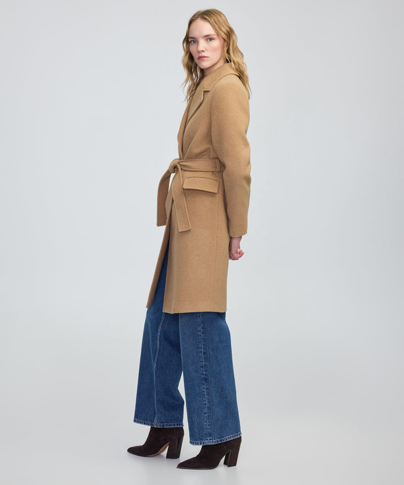 Ipekyol Double-Breasted Coat With Belt Camel