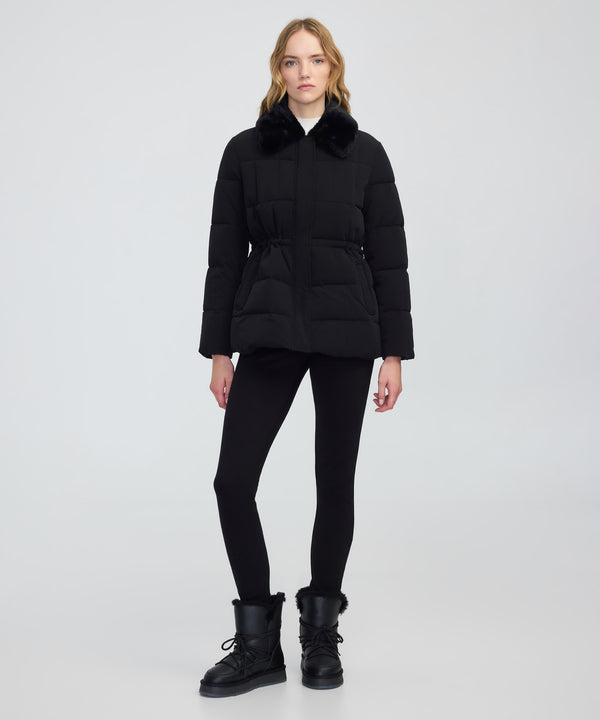 Ipekyol Quilted Puffer With Faux Fur Collar Black