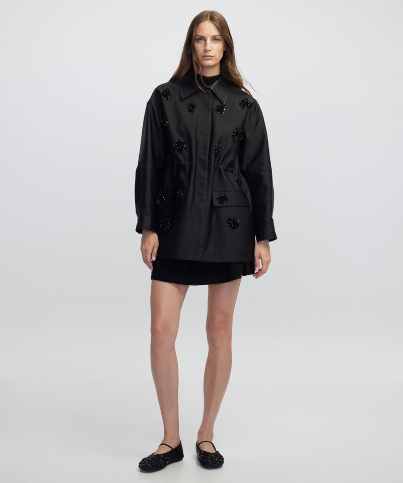 Ipekyol Floral Embellished Coat Black