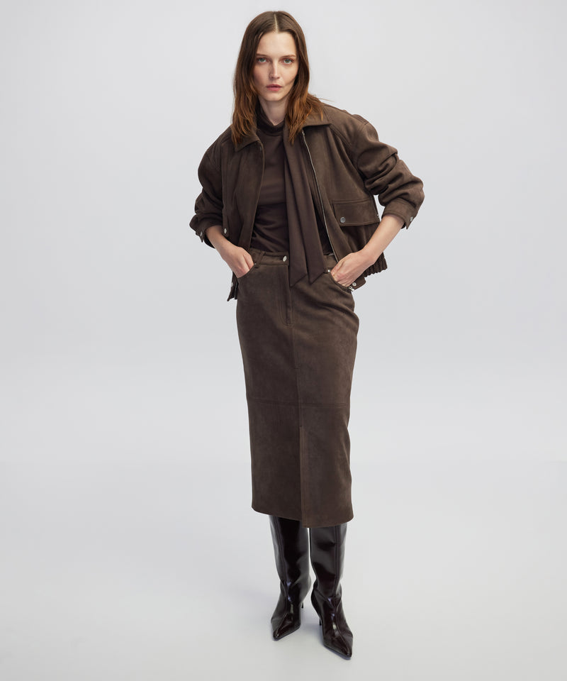 Ipekyol Suede-Effect Coat Brown