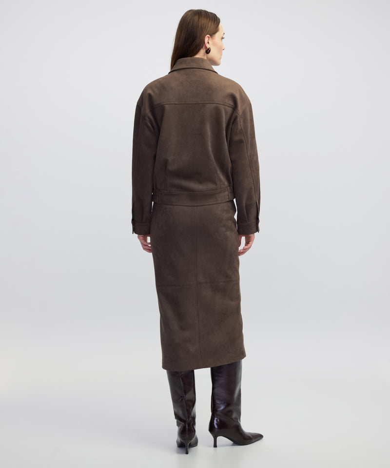 Ipekyol Suede-Effect Coat Brown