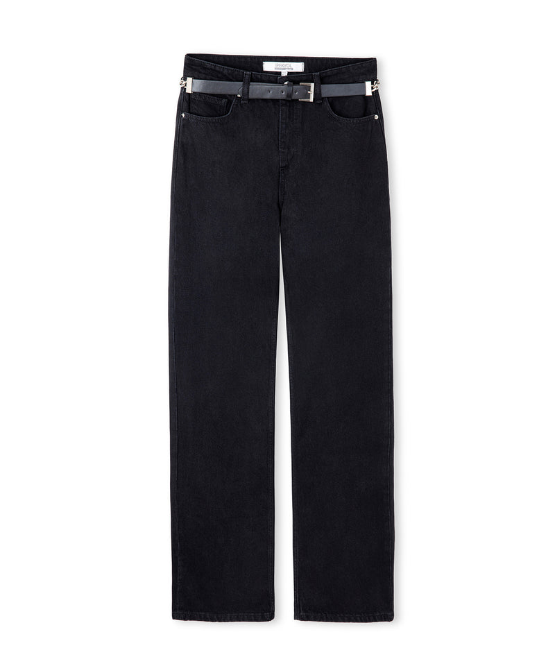 Ipekyol Belted Wide-Leg Jeans Black