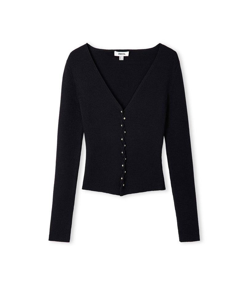 Ipekyol Embellished Ribbed Knit Top Black