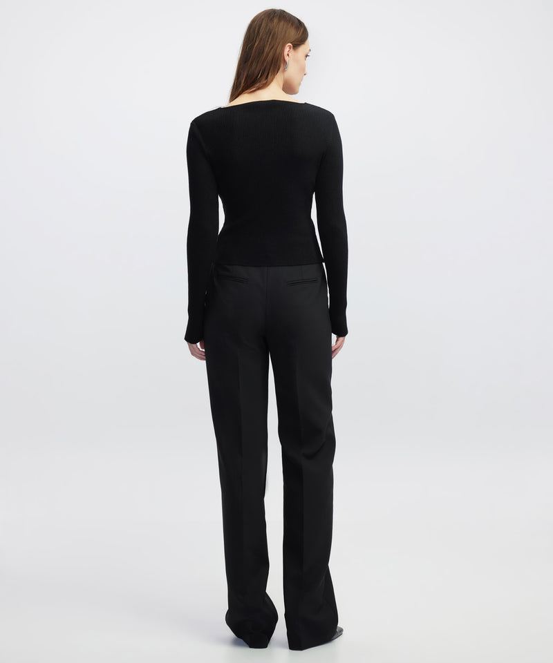Ipekyol Embellished Ribbed Knit Top Black