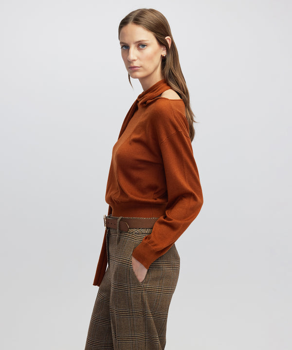 Ipekyol Scarf-Effect Knit Sweater Brick