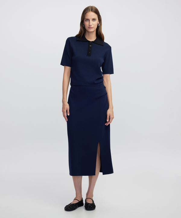 Ipekyol Contrast Collar Knit Top Navy