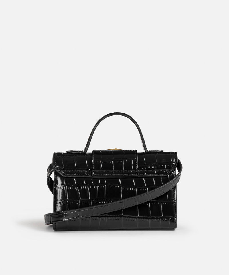 Ipekyol Croc-Effect Metal Buckle Bag Black