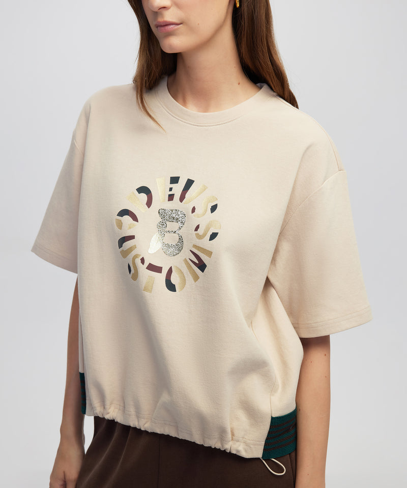 Ipekyol Mixed T-Shirt With Slogan Print Natural