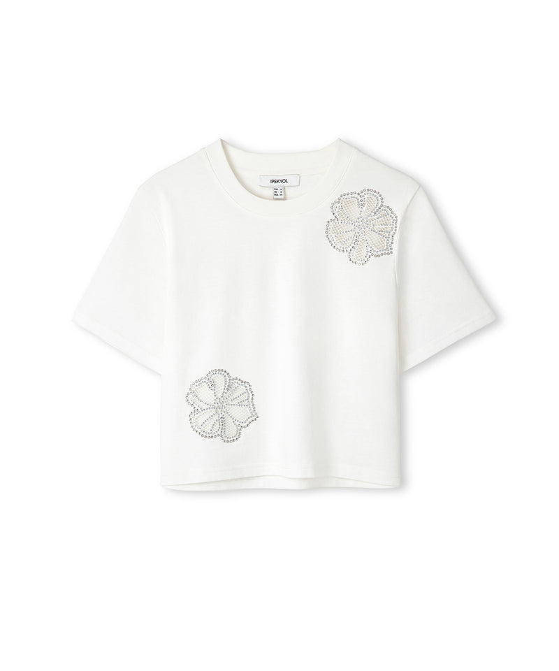 Ipekyol Rhinestone Cutout T-Shirt White
