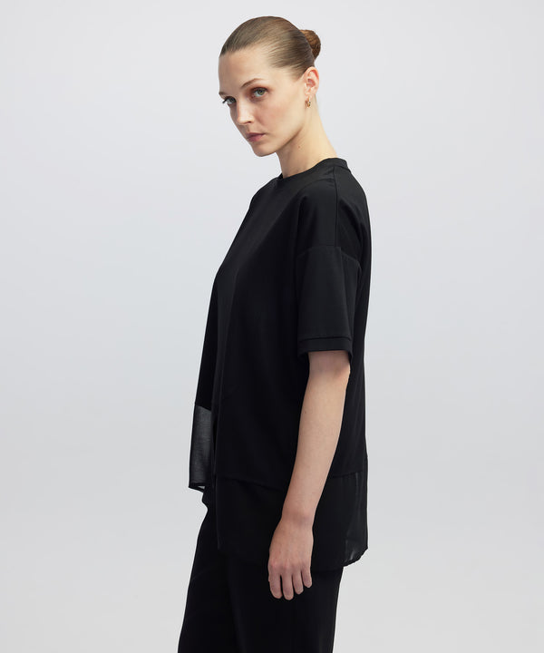 Ipekyol Chiffon Trim Asymmetric T-Shirt Black