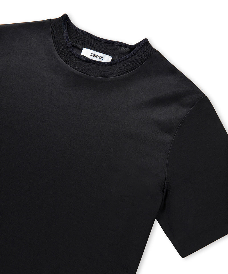 Ipekyol Shiny Half-Stand Collar T-Shirt Black