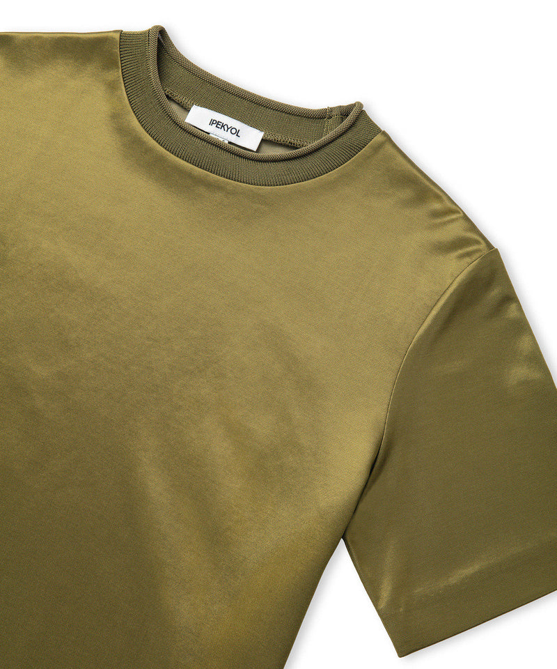 Ipekyol Shiny Half-Stand Collar T-Shirt Dark Green