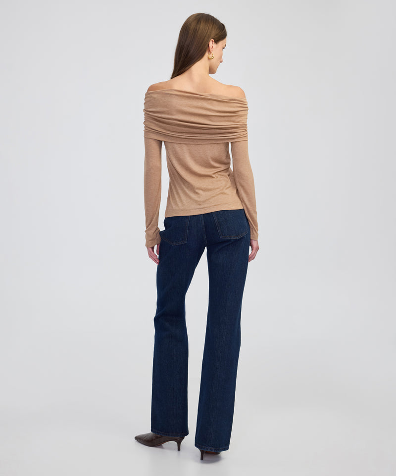 Ipekyol Off-The-Shoulder T-Shirt Camel