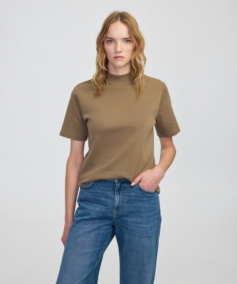 Ipekyol Ribbed Neck T-Shirt Mink