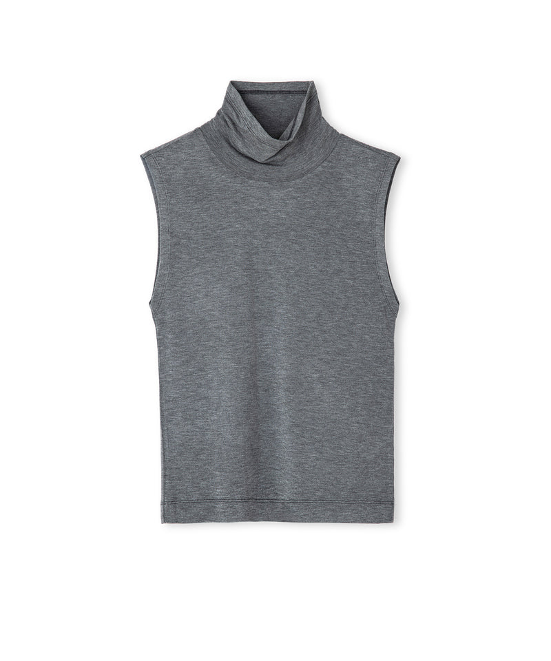 Ipekyol High-Neck Basic T-Shirt Anthracite