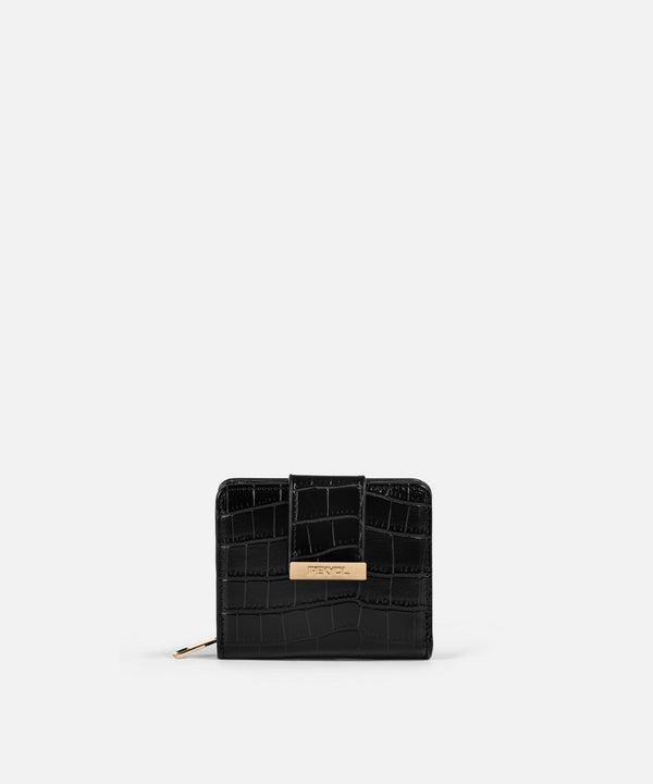 Ipekyol Croc-Effect Wallet Black