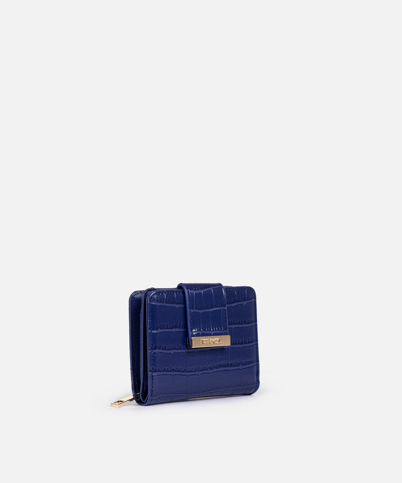 Ipekyol Croc-Effect Wallet Navy