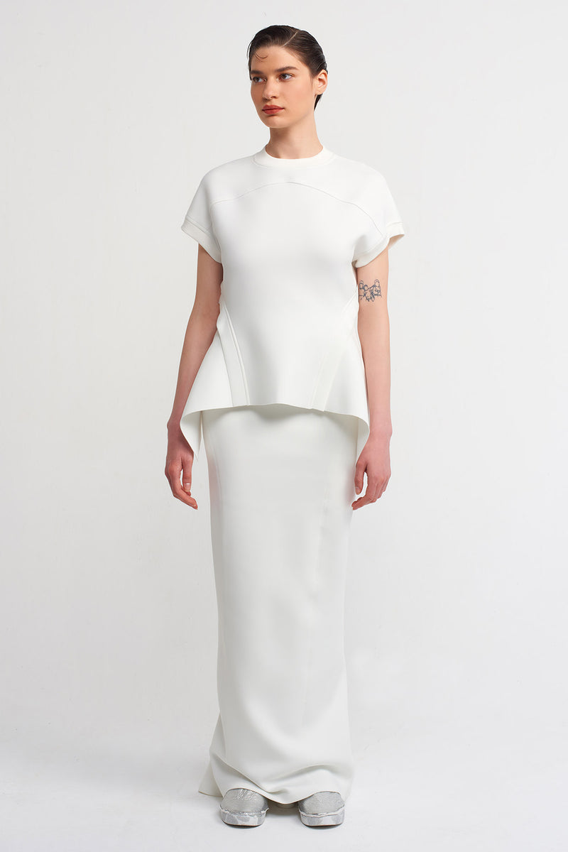 Nu Side Detailed Scuba Blouse Off White