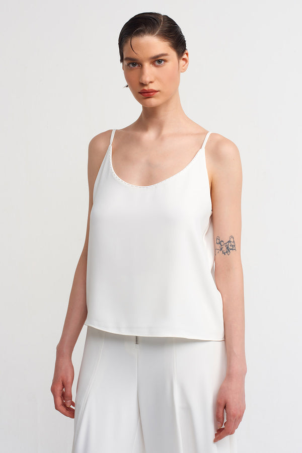 Nu Strappy Bead-Embellished Blouse Off White
