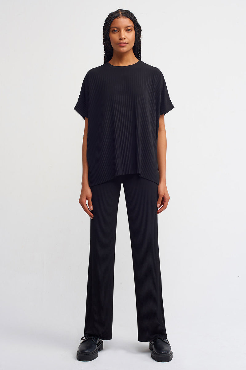 Nu Crew Neck Jersey Blouse Black