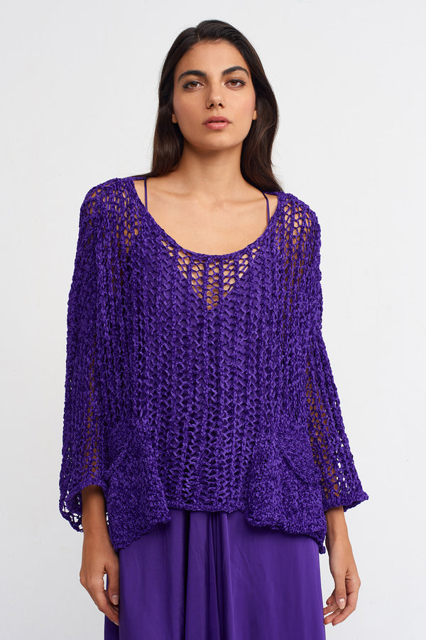 Nu Wide Weave Chenille Sweater Purple