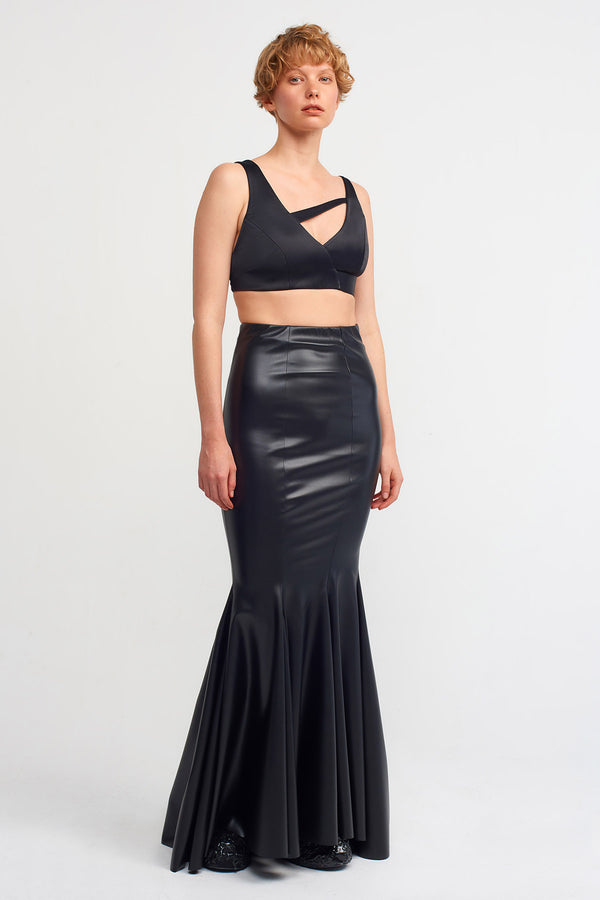 Nu Vegan Leather Mermaid Skirt Black