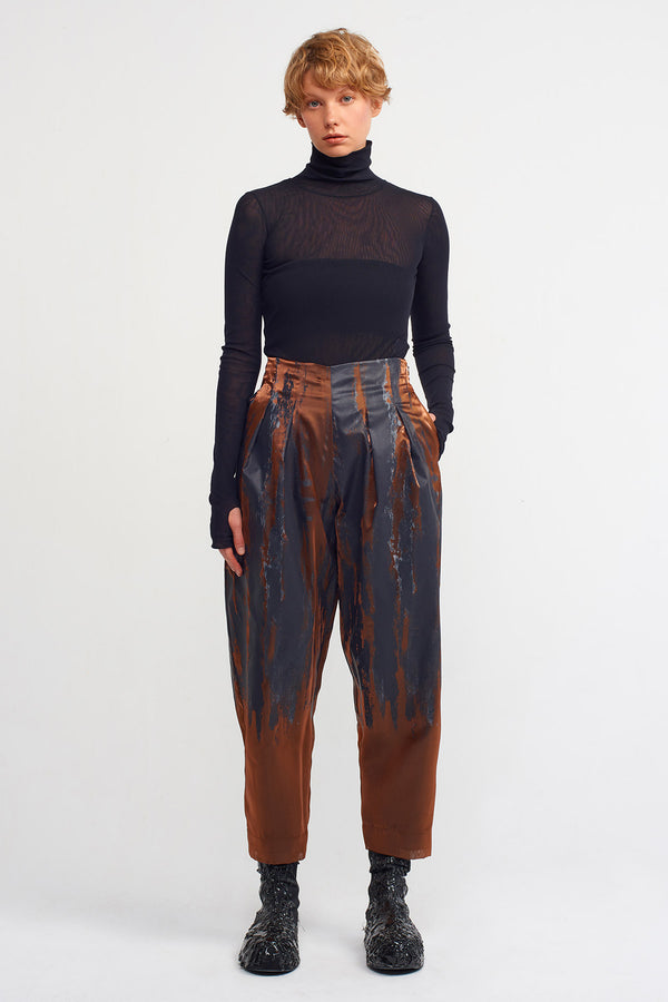 Nu Organza Printed Trousers Copper